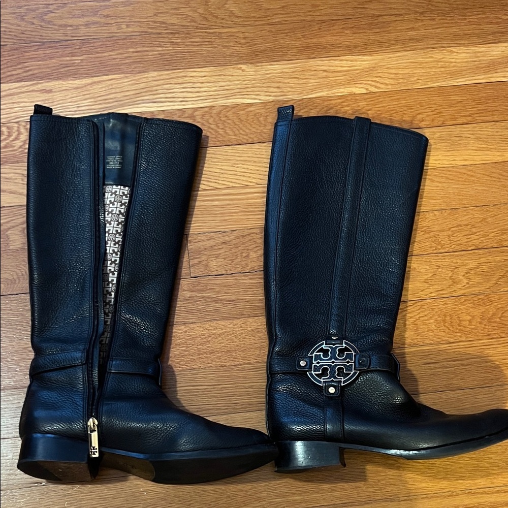 Tory Burch Black Leather Riding Boots